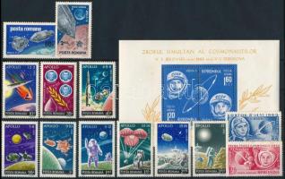 1963-1981 Space Research 5 sets + 2 stamps + 2 blocks, 1963-1981 Űrkutatás motívum 5 klf sor + 2 db önálló érték + 2 db blokk 2 stecklapon