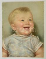 Jelzés nélkül: Csecsemő portré. Pasztell, karton, 34×25 cm