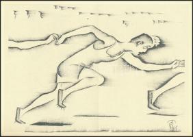 Molnár C. Pál (1894-1981): Futóverseny. Kis szériás ofszet, 21×30 cm