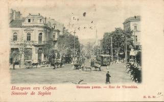 Sofia, Rue de Vitoschka. Souvenir de Sophia / street view with tram (EK)