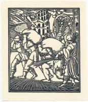Gara Arnold (1882-1929): Teherhordás. Fametszet, jelzett a fametszeten, kartonra kasírozva, 16x14 cm