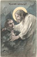 10 db RÉGI különbözőféle üdvözlőlap, vegyes minőség / 10 pre-1945 greeting cards, mixed quality