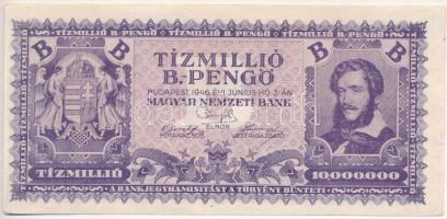 1946. 10.000.000BP vágáshiba miatt erősen eltolódott elő- és hátlapi nyomat T:I- Adamo P38