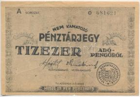 1946. 10.000AP nem kamatozó Pénztárjegy, "Másra Át Nem Ruházható" T:III szakadás