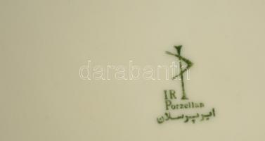 IR Pozellan perzsa-német dísz falitányér, matricás, jelzett, kis kopásnyomokkal, d: 21 cm