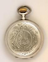 Remontoir Patent dupla fedeles ezüst(Ag) zsebóra, másodpercmutatós zománc számlappal, hiányzó üvegla...