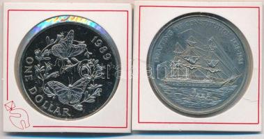 Vegyes: Pitcairn-szigetek 1988. 1$ Cu-Ni "Alkotmány megfogalmazása 1838-1988" + Bermuda 19...