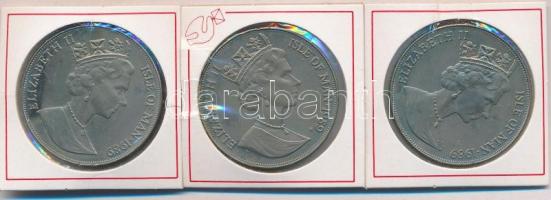 Man-sziget 1989. 1C Cu-Ni "Lázadás a Bounty-n - Bicentenárium" (3xklf) T:1,1-(P) ph. Isle of Man 1989. 1 Crown Cu-Ni "Bicentenary of the Mutiny on the Bounty" (3xdiff) C:UNC,AU(P) edge error Krause KM#240, KM#241, KM#243