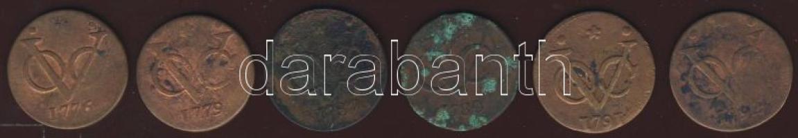 Kis tétel Holland Kelet-India/West Friesland tartományi címerrel 1776-1792. 1D (6x) T:2/3,3,4