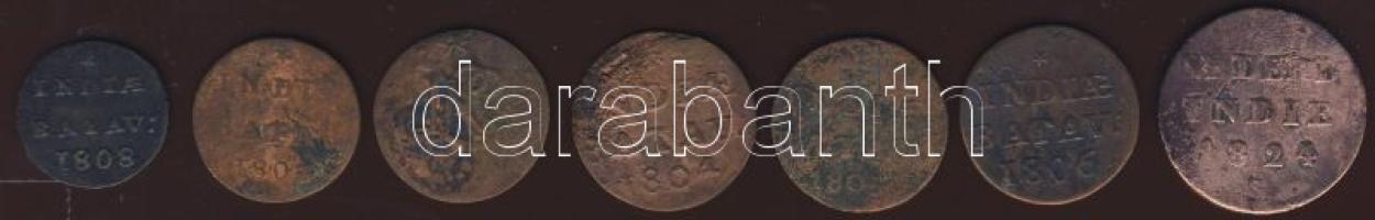 Kis tétel Holland Kelet-India 1803-1824. 1/2D, 1D, 1/2St, benne Java és Overyssel tartományi címerek, összesen 7db T:2/3,3,4