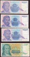 Jugoszlávia 1987. 20.000D + 1993. 5000D, 10.000D, 50.000D (3x), 500.000D (2x), 5000.000D (2x) T:II