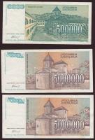 Jugoszlávia 1987. 20.000D + 1993. 5000D, 10.000D, 50.000D (3x), 500.000D (2x), 5000.000D (2x) T:II