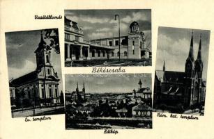 Békéscsaba - 6 db RÉGI városképes lap, vegyes minőség / 6 pre-1945 town-view postcards, mixed quality