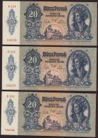 1941. 20P (3x) egymásutáni sorszámmal T:I-