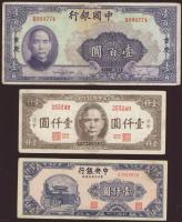 Kína 1930-40-es évek 5db klf bankjegy T:II