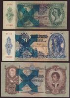 1930-41. 10P,20P,50P,100P zöld nyilaskeresztes felülbélyegzéssel T:II