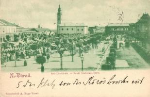 1899 Nagyvárad, Oradea; Szent László tér, piac, kávéház. Sonnenfeld A. kiadása / Sankt Ladislaus Platz / market square, cafe