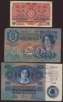 1912-16. 1K, 20K, 50K, 100K (2x) klf felülbélyegzésekkel T:II,III