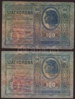 1912-16. 1K, 20K, 50K, 100K (2x) klf felülbélyegzésekkel T:II,III