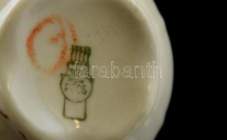 Zsolnay hiányos virág mintás mokkás készlet, matricás, jelzett, kopott