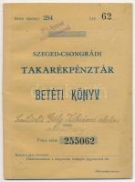 1927. "Szegedi Kézműves Bank" betéti könyve, bejegyzésekkel, lyukasztással érvénytelenítve...