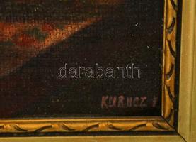 Kurucz D. István (1914-1996): Fürdés után (Paul Peel festménye után). Olaj, karton, jelzett, keretbe...