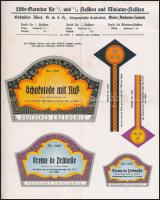9 db háború előtti német italcímke terv / Vintage German beverage label essays