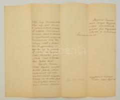 1901 Bécs, Fischer-Colbrie Ágost(1863-1925) kassai püspök, a bécsi Pázmáneum egykori rektorának kézz...