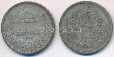 1893KB 1K Ag "Ferenc József" + Ausztria 1893. 1K Ag "Ferenc József" T:2,2-,3