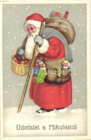 Üdvözlet a Mikulástól / Christmas greeting card, Saint Nicholas (EK)