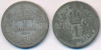 1894KB 1K Ag "Ferenc József" + Ausztria 1894. 1K Ag "Ferenc József" T:2,2-,3