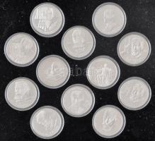 Szovjetunió 1987-1990. 1R Cu-Ni (12x) forgalmi emlékérmek díszdobozban, benne "Bolsevik Forradalom 70. évfordulója", "Gorkij", "Muszorgszkij", "Lermontov", "Eminescu", "Sevcsenko", "Niyazi", "Csajkovszkij", "Zhukov marsall", "Csehov" (2x) és "Rainis" T:PP,1(PP) Soviet Union 1987-1990. 1 Ruble Cu-Ni (12x) commemorative coins in case, inculding "Gorky", "Musorgsky", "Lermontov", "Eminescu", "Shevchenko", "Niyazi", "Tschaikovsky", "Marshal Zhukov", "Chekov" (2x) és "Rainis" C:PP, UNC(PP)