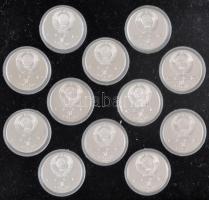 Szovjetunió 1987-1990. 1R Cu-Ni (12x) forgalmi emlékérmek díszdobozban, benne "Bolsevik Forrada...