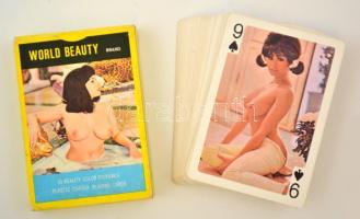 World Beauty erotikus retró francia kártya pakli, eredeti dobozában, 54 lap