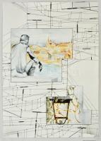 Kun Sarolta (1990-): Vonatra várva. Akvarell-tus, papír, jelzett, felcsavarva, 50×36 cm