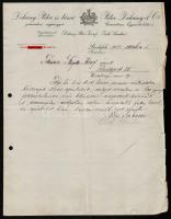 1917-1938 Díszes fejlécek számlák, 5 db, okmánybélyegekkel, különböző méretben