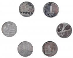 Szovjetunió 1977-1980. 1R Cu-Ni (6xklf) a XXII. Moszkvai Olimpiai Játékok sorozat darabjai eredeti díszdobozban: "XXII. Moszkvai Olimpia", "Moszkvai Kreml", "Moszkvai Egyetem", "Szputnyik és Szojuz", "Dolgorukij emlékmű", "Fáklya" T:1(PP) Soviet Union 1977-1980. 1 Ruble Cu-Ni (6xdiff) Games of the XXII Olympiad series in original case: "Olympics Moscow", "Moscow Kremlin", "Moscow University",  "Sputnik and Sojuz", "Dolgorukij Monument", "Torch" C:UNC(PP)