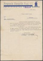 1939 Bp., Franck Henrik Fiai Rt. Kávészergyárának felszólító levele alkalmazott részére a zsidótörvény által előírt szülői keresztlevelek bemutatására