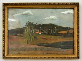 Wally jelzéssel: Félúton Kistarcsa és Csömör között. Tempera, karton, üvegezett keretben, 25×33 cm