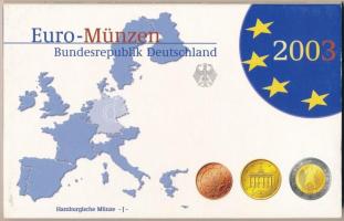 Németország 2003J 1c-2E (8x) forgalmi sor, hamburgi verde, lezárt műanyag tokban T:PP Germany 2003J 1 Cent - 2 Euros (8x) coin set, Hamburg Mint, in sealed plastic case C:PP