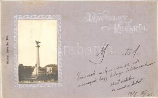 Dés, Dej; Milleniumi emlék. Gálócsi kiadása No. 105. / Millenial monument, Emb. Art Nouveau (EK)