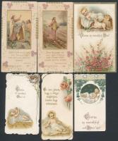 cca 1920-1930 16 db régi szecesziós szent kép, lito, 7x4 cm és 9x5 cm közötti méretben