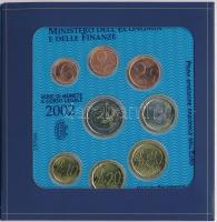Olaszország 2002. 1c-2E (8x) forgalmi sor, "Az első nemzeti Euro kiadás", karton dísztokba...