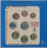 Olaszország 2002. 1c-2E (8x) forgalmi sor, "Az első nemzeti Euro kiadás", karton dísztokba...