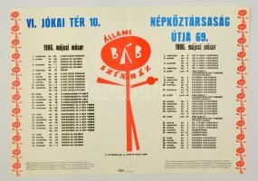 1986 Állami Bábszínház májusi műsorának plakátja, hajtott, 41x59 cm