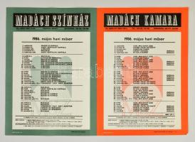 1986 Madách Színház és Madách Kamara május havi műsorainak plakátja, 41x59 cm