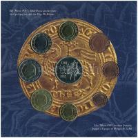 Belgium 2002. 1c-2E (8x) forgalmi sor + "A courtrai-i csata 700. évfordulója" emlékérem, k...