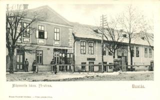 Buziás, Mikosovits háza és üzlete a Fő utcán. Nosek Gusztáv kiadása / street view with shop