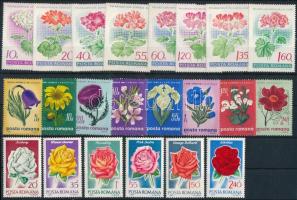 1968-1979 Flowers 3 sets + 1 block 1968-1979 Virág motívum 3 klf sor + 1 blokk 2 stecklapon