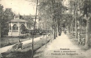 Komárom, Komárno; Sétatér a zenepavilonnal / promenade with music pavilion (EK)